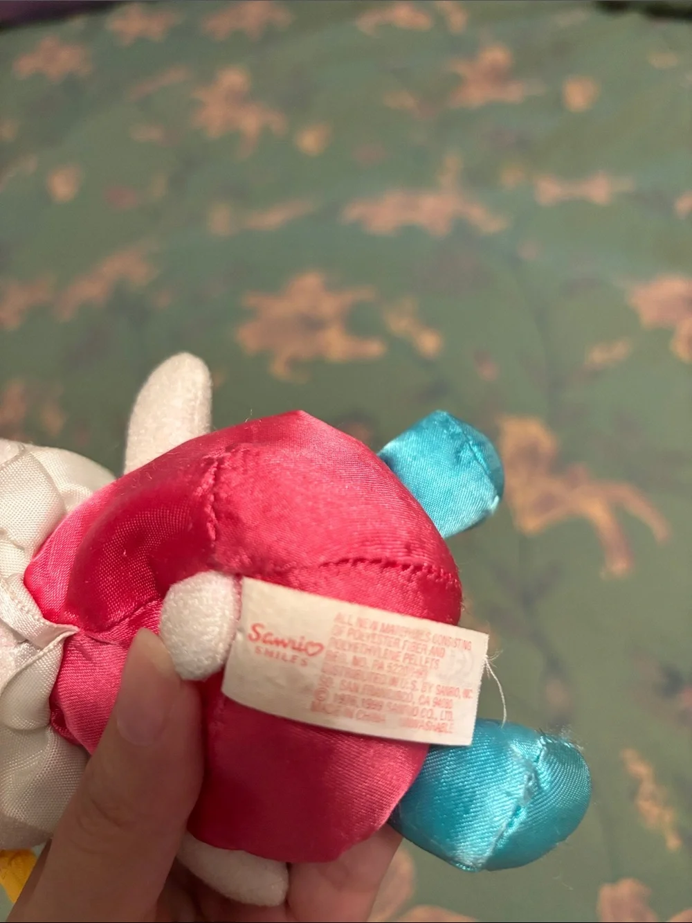 Sanrio Small Plush in Pink, White & Blue Satin Vintage
